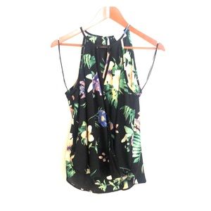 Black flowered flowy dress tank